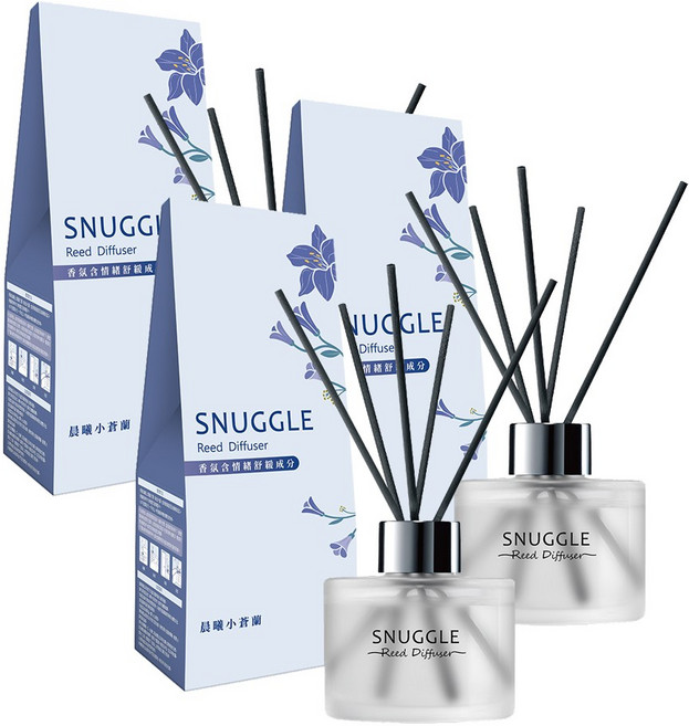 SNUGGLE 熊寶貝 香氛室內擴香 沉靜雪松 小蒼蘭 清新茉莉 療癒白茶 晨光白麝香 茶中漫步 檸檬馬鞭草, 晨曦小蒼蘭, 100ml, 3個