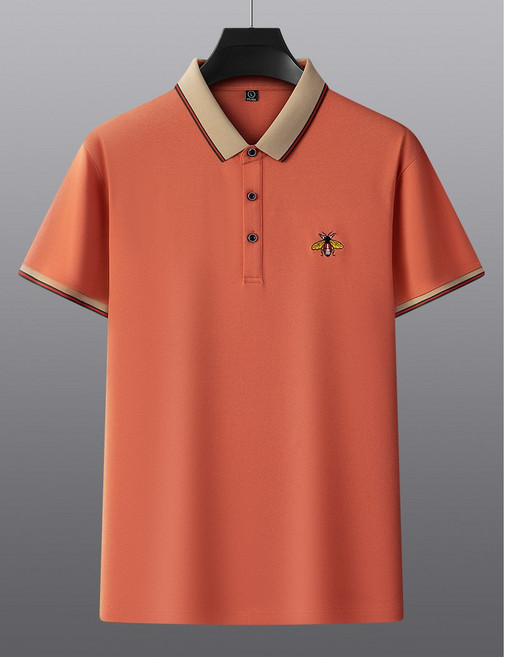 메페니 라펠 스트레이트 남자 자수 카라 티셔츠