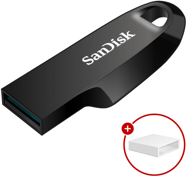 샌디스크 USB 메모리 Ultra Curve 울트라 커브 USB 3.2 CZ550 Gen 1 + USB 보호캡, 1개, 256GB