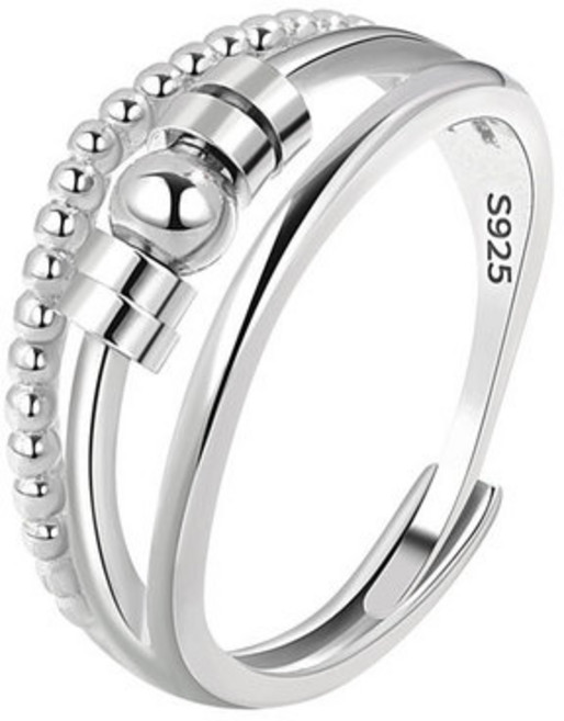 GEEKI 패션 데일리 커플 우정 레이어드 링 반지 SMJEL 안티 스트레스 불안 피젯 스피너 조정 가능한 여성용 자유롭게 회전하는 액세서리 쥬얼리 선물