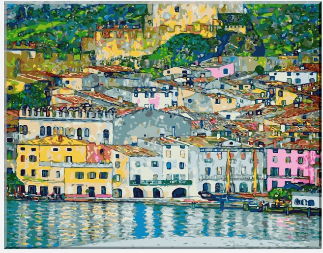 클림트유화색칠하기 J24 클림트 가르다 호숫가 말체시네 명작 그림 아크릴 물감 세트