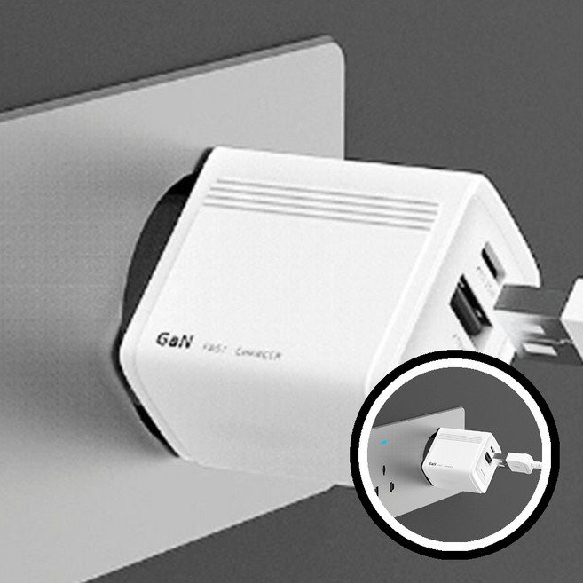 고속 충전기 2구 USB C 고속 충전 태블릿 충전기 가정용 충전기 2구 충전기 USB 충전기 GAN 충전기 휴대폰 충전 다중 포트 충전 빠른 충전 dda+79615HL