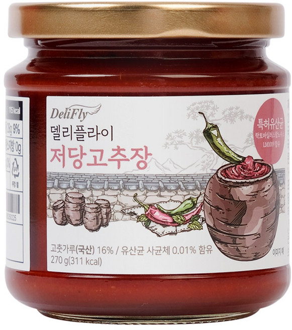 델리플라이 국산 고추가루로 만든 저당 고추장 특허 유산균 함유, 1개, 270g