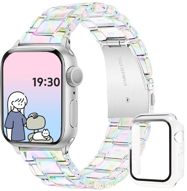 아이비온 애플워치 오로라 스트랩 40 44mm + 풀커버 케이스 세트, 1개