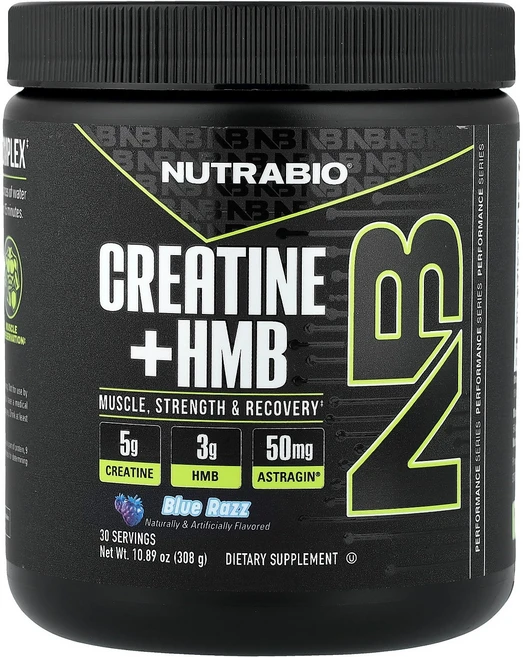 NutraBio 뉴트라바이오 크레아틴 HMB 블루 라즈 1089 온스 308 g 파우더 운동보충제, 308g, 1개 - 쿠팡