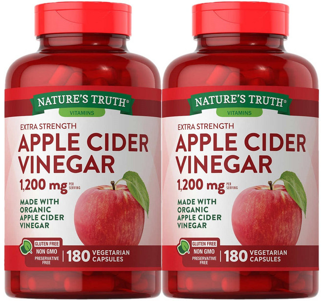2개세트 네이처스트루 애플 사이다 비니거 사과초모식초 1200mg 180정 Nature's Truth Apple Cider Vinegar, 2개