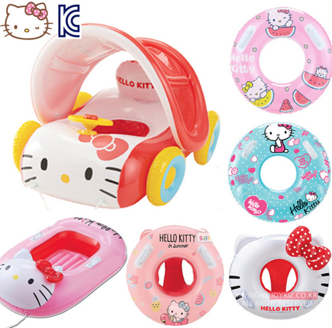 헬로키티 보행기튜브 모음 유아동 자동차 물놀이 보트 파라솔 목튜브, 10.키티 손잡이65(수박), 1개