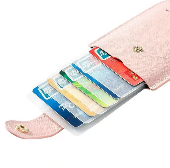 레이어 슬라이드 카드지갑 자동정리 슬림 가죽 카드케이스 수납형 미니지갑