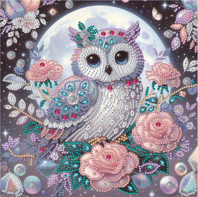 스타일하우스 신제품21가지 DIY 다이아몬드페인팅 특수모양 보석십자수25x25, 1개, 달빛부엉이2