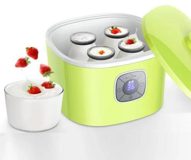 전기 요구르트 메이커 레벤 발효기 자동 다기능 1L 유리 라이너 낫토 쌀 와인 발효 기계 컵 4 개, 2) Green and small cups, 1개