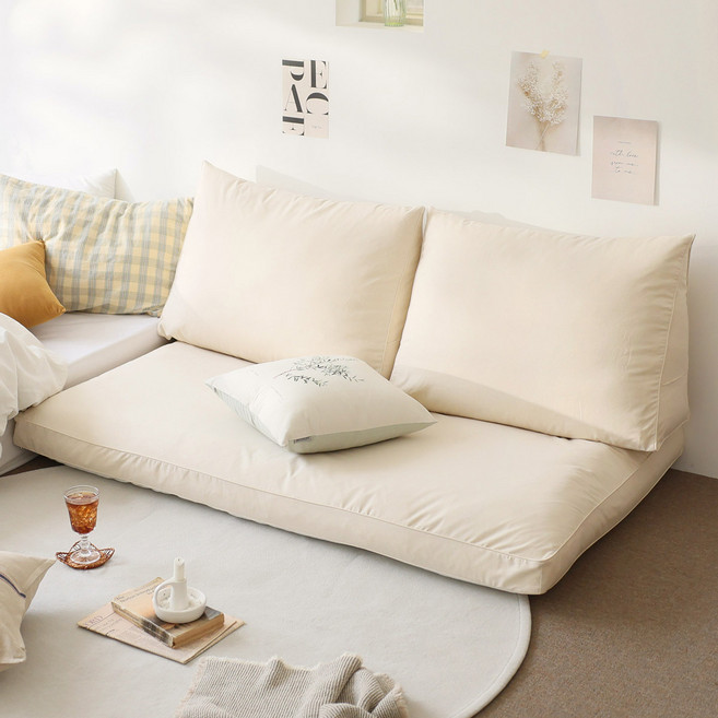 컴포터블 삼각등쿠션 대방석세트 3color (솜포함), 02.깅엄체크 (솜포함)