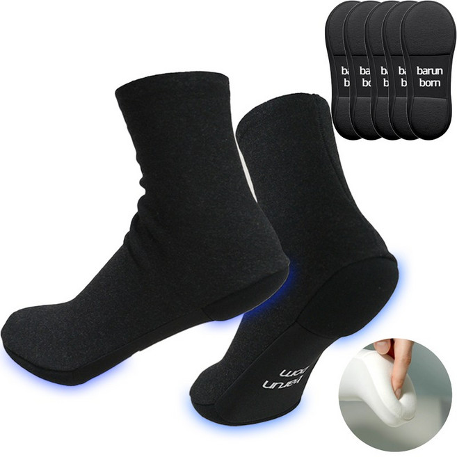 바른본 족저근막염 기모 1cm 쿠션 양말 중목형 5켤레