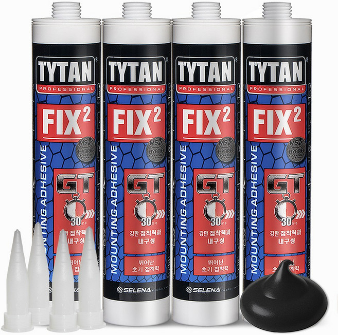 *다우몰* 초강력 접착 실리콘 타이탄픽스2GT 4개(노즐4개) 외벽 방수 수중 빨리굳는 실란트, 1세트, 픽스2GT 흑색(4개입)