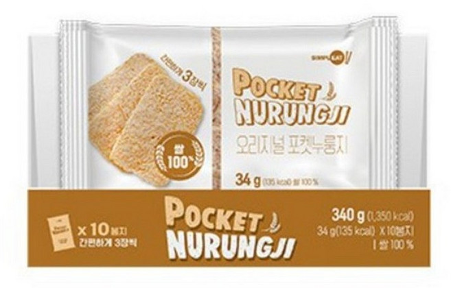 심플잇 오리지널 포켓 누룽지, 340g, 3개