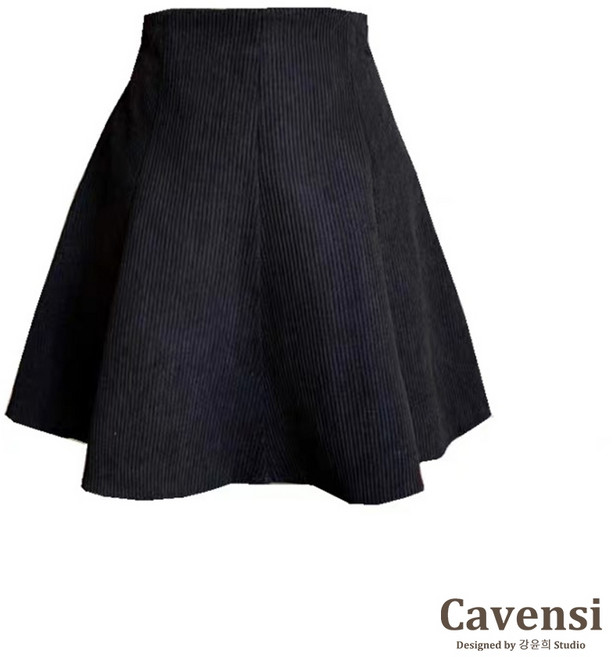 Cavensi 荷葉邊燈芯絨短裙 高腰A字裙 大尺碼秋冬半身裙