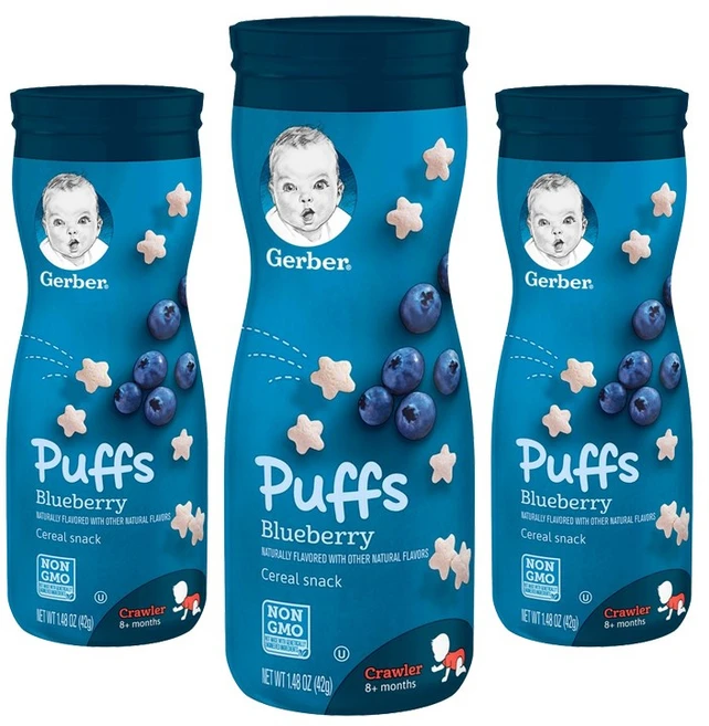 거버 퍼프 시리얼 스낵 42g, 3개, 블루베리 - 쿠팡