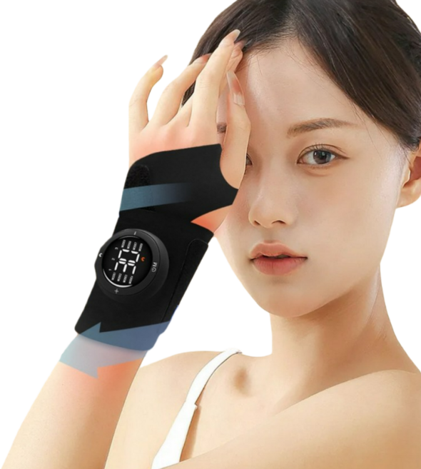 손목마사지기 EMS 저주파 손목 마사지기 손마사지기 EMS 손 안마기 손목 손목안마기 저주파마사지기 무선 온열 찜질 손목 보호대 통증완화 안마기, 블랙