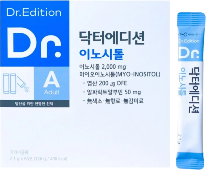 [흰여울팜] 미오이노시톨 엽산 알파락트알부민 PMS 생리전증후군 영양제 닥터에디션 이노시톨 2000mg, 60회분, 1개 - 쿠팡