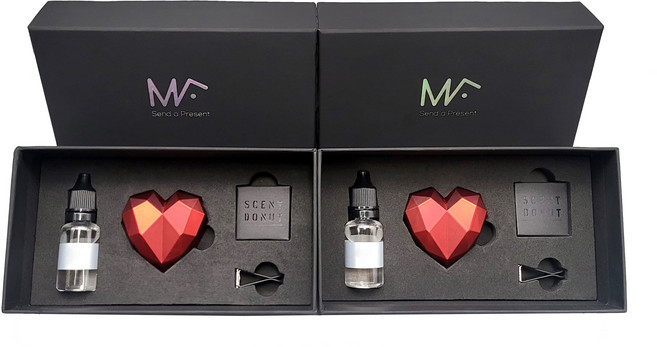 엠퓨처 차량용 하트 방향제 매트 레드 2p + 오일 15ml x 2p + 3cm 클립 2p + 오일솜 2p, 오일(NO5), 1세트