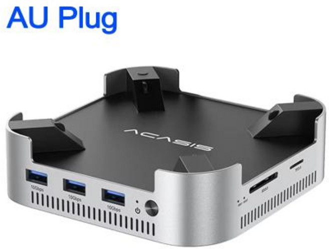 아카시스 맥 미니 도킹 스테이션 USB C 허브 듀얼 베이 M.2 NVMe SSD 인클로저 포함 10Gbps USB-A 스플리터 SDTF 맥 미니 M4 Pro용, 4)AU Plug, 1개