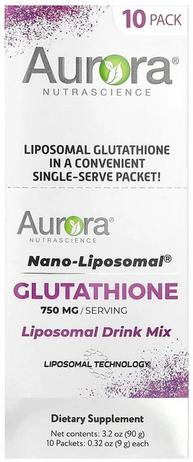Aurora Nutrascience Nano-Liposomal® 글루타치온 리포소말 드링크 믹스 10팩 각 9g(0.32oz) AUN-64883, 1, 9g - 쿠팡