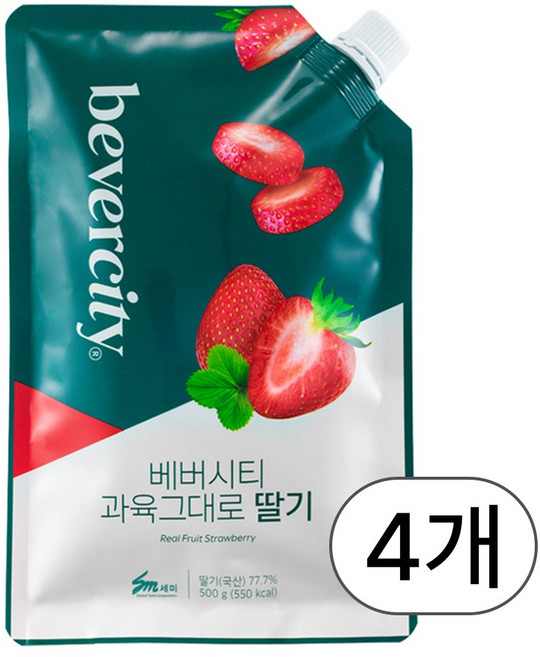 세미 베버시티 과육그대로 딸기 500g, 4개