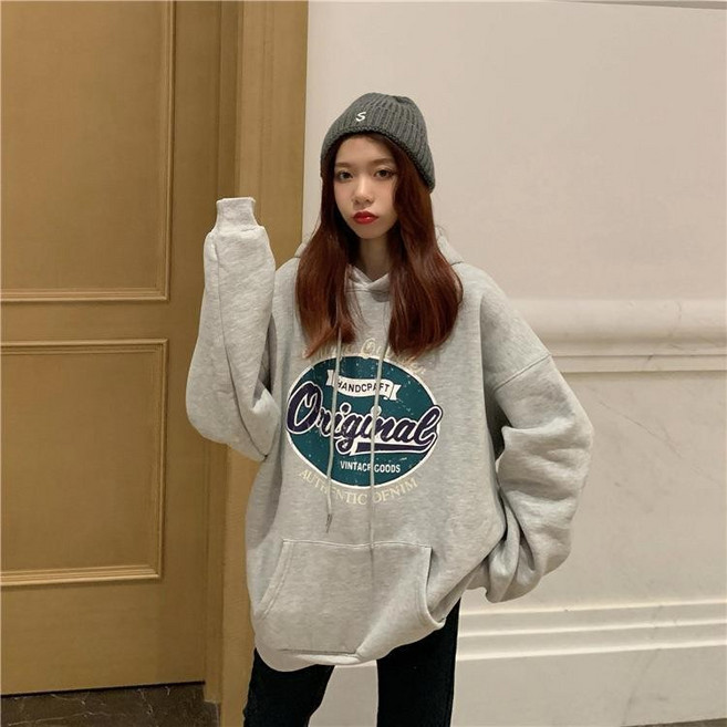 小蘭優購 加絨韓版寬鬆帽T 秋冬男女情侶款
