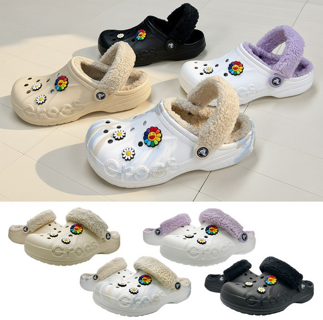 [털크록스 정품] CROCS 겨울 크록스 바야 퍼즈 스트랩 +모아츄 악세서리 포함