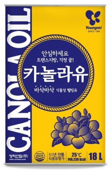 영미 카놀라유 영미산업 채종유 대용량 식자재, 1개, 18L