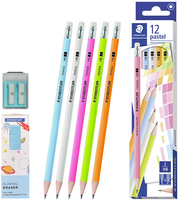 파스텔 문구 세트 (연필1타+지우개1+연필깎이1), 1개, 블루 (132 Pastel set)