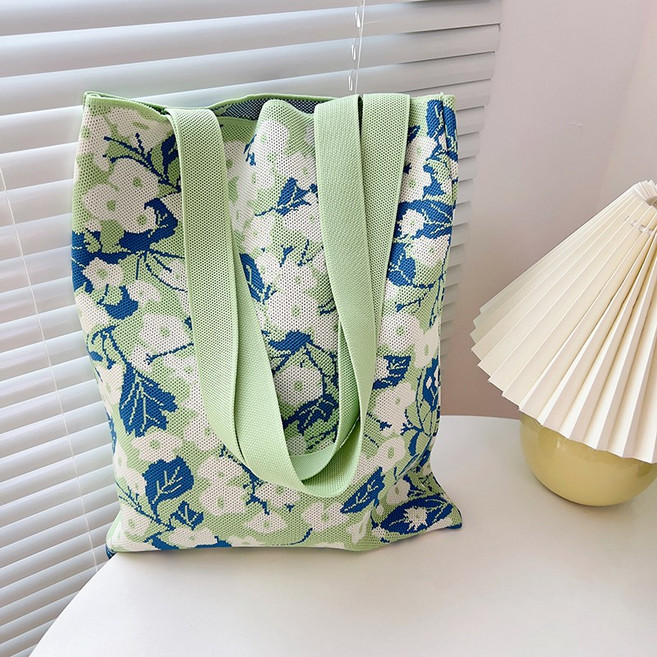 에쥬아 니트 에코백 데일리 플라위 숄더 토트백