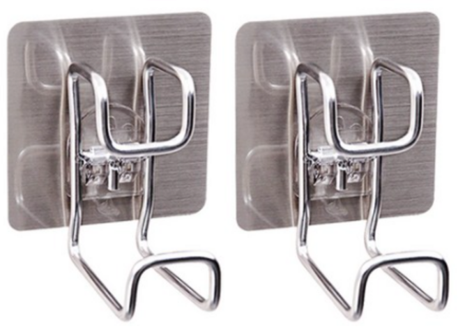 리리론스 매직후크 접착식 욕실 세수대야 걸이 대야걸이 흡착 욕실걸이, 실버 x 2개, 2개