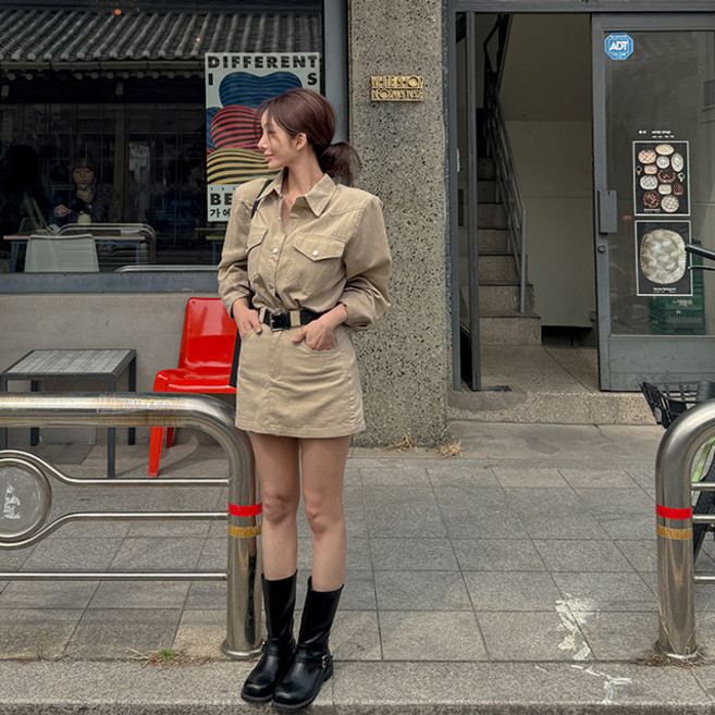 [메이빈스][무료배송]퓨링 텐셀 셔츠&스커트set(벨트포함)