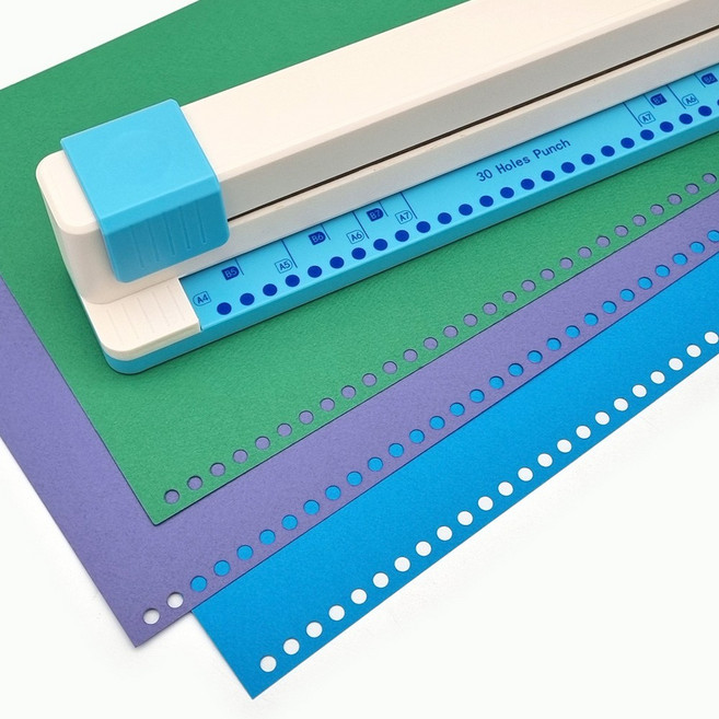 더이안 30공 타공기 슬라이딩 셀프제본 종이 다이어리 바인더 다공 구멍 펀칭기, 1개