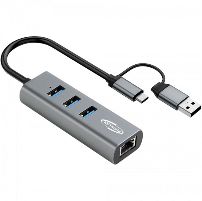 3포트 2 in 1 USB3.0 허브 기가비트 랜카드 NM-UBA308, 1개