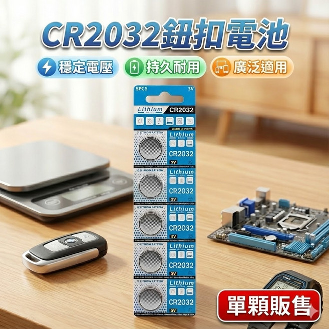 CR2032 鈕扣電池 3V 鋰電池, 1個