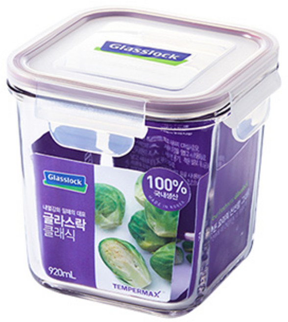 글라스락 퍼플에디션 정사각 도어포켓 밀폐용기, 1개, 920ml