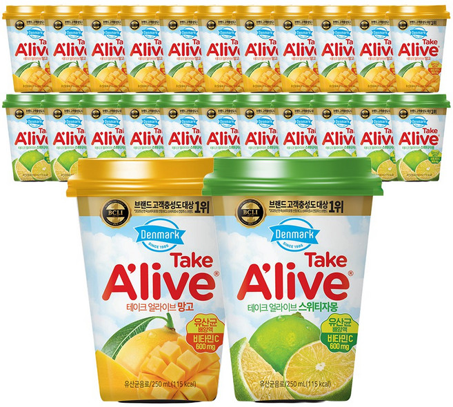 동원 덴마크 테이크 얼라이브 250ml 24개 (망고12P+자몽12P)