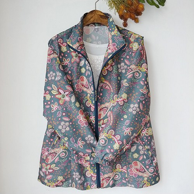 [엄마옷사랑] 국산 봄 여름 가을 간절기 페이즐나염 바람막이 홑겹 점퍼 재킷 엄마 할머니 70대 80대 빅사이즈옷 생신선물