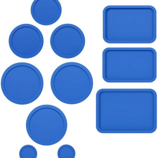 파이렉스 유리 식품 보관 용기 교체 뚜껑 직사각형 1 1컵 2 2컵 4컵 7컵 3컵 6컵 원형 파란색, BLUE