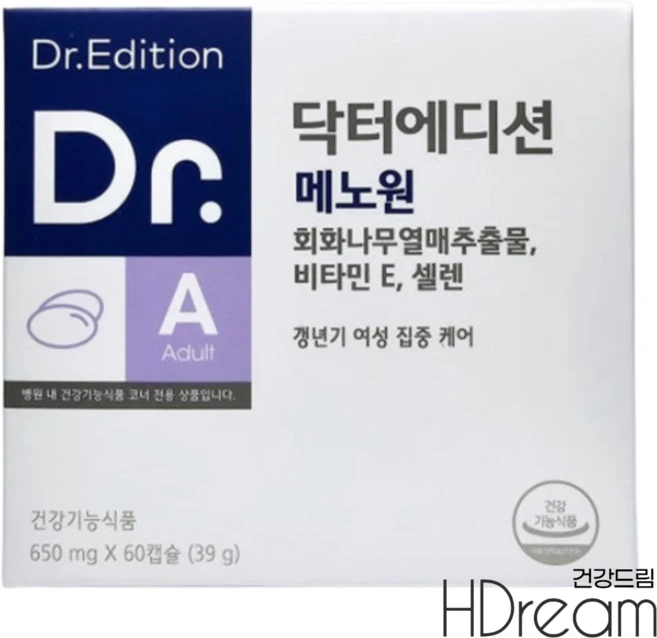 (리뉴얼)닥터 메노원 여성 갱년기 케어 회화나무추출물 병원 건강기능식품 HD 여성 갱년기영양제, 1개, 60정 - 쿠팡