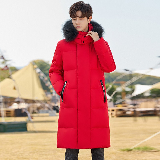 AOKADA남성 겨울 오버핏 퍼 후드 롱패딩 카고 롱코트 아우터