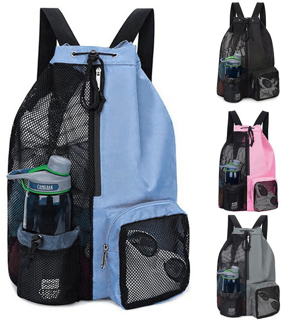 헤이븐 메쉬 비치백 수영백팩 워터파크 물놀이가방, 스카이블루, 1개