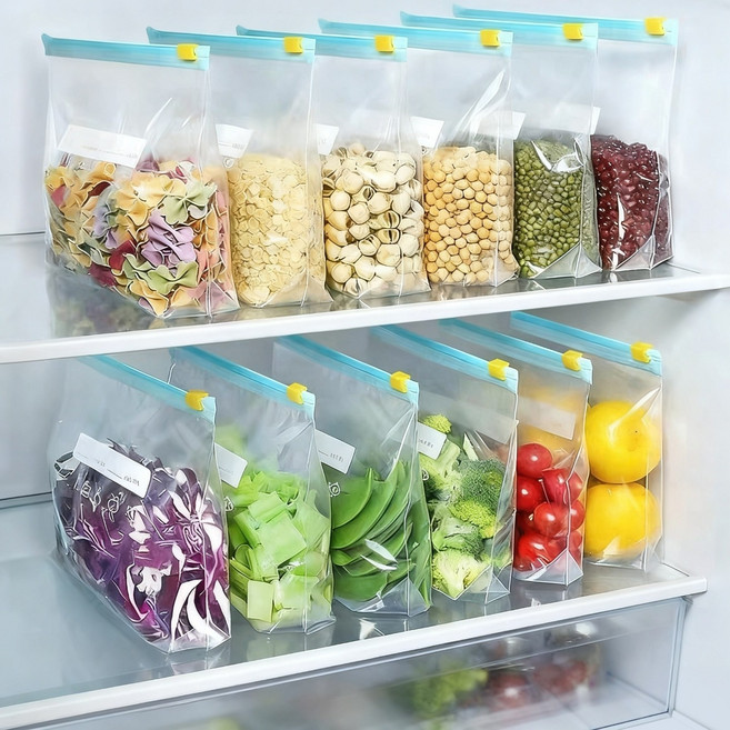 슬라이드 지퍼백 세트 90매, 1세트, 90개, 혼합 크기