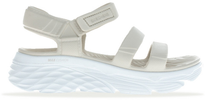 SKECHERS 女 MAX CUSHIONING FOAMIES 涼鞋, 111126NAT(米),US7-24CM