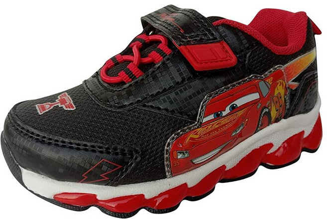 Disney 남아용 라이트닝 맥퀸 카 라이트업 스니커즈 블랙.