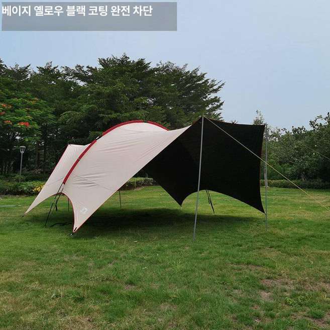 웅즈 하비타프 블랙 초대형 그늘막 타프쉘 방수 텐트, 올리브그린 실버 코팅 유리 베이지옐로우