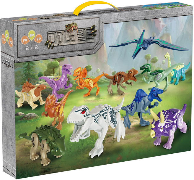 요고요 블럭 다이노 월드 공룡 피규어 12종 세트, 1개
