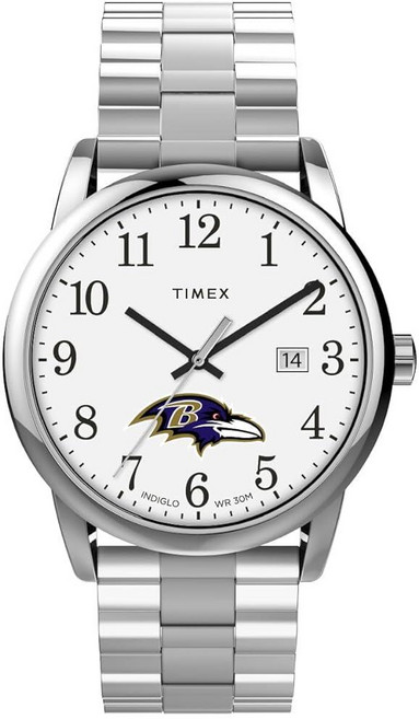 Timex 남성용 Easy Reader 38mm 시계 확장 밴드 포함 Baltimore Ravens