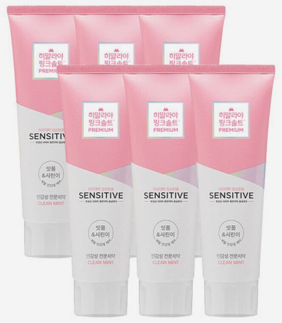 히말라야핑크솔트 센서티브 복합 민감성 시린이 치약 클린민트, 100g, 6개